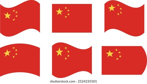 Set of 6 flags of china