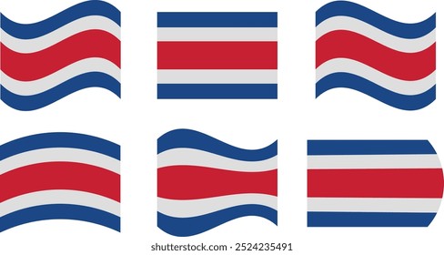 Set of 6 flags of costa rica