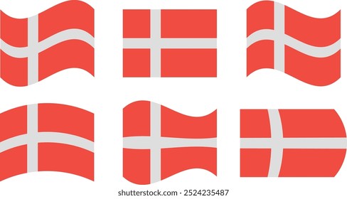 Set of 6 flags of denmark