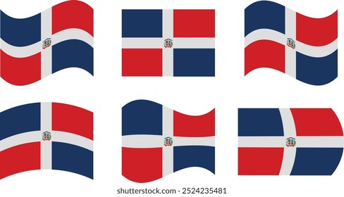 Conjunto de 6 bandeiras de república dominicana