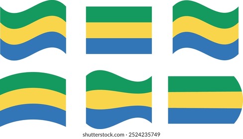 Set of 6 flags of gabon