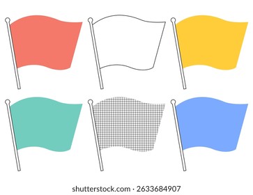 A set of 6 flags in gentle colors. Perfect for sale flyers. Great for adding text to the flags.