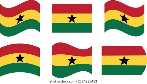 Set von 6 Flaggen von Ghana