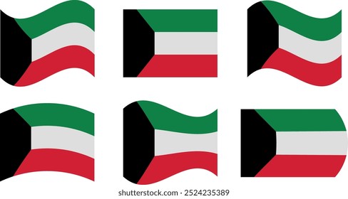Set of 6 flags of kuwait