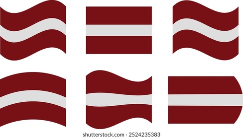 Set of 6 flags of latvia