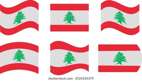 Set of 6 flags of lebanon