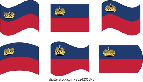 Conjunto de 6 banderas de liechtenstein