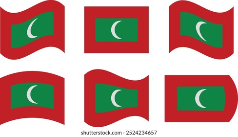 Conjunto de 6 banderas de Maldivas