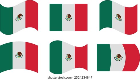 Conjunto de 6 bandeiras do México