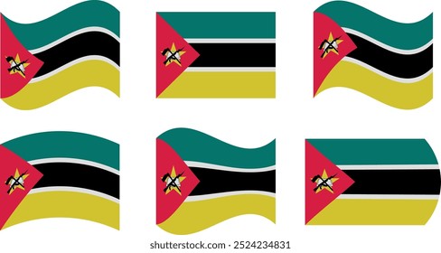 Set of 6 flags of mozambique