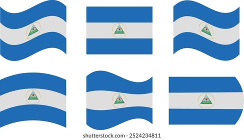 Conjunto de 6 bandeiras da nicarágua