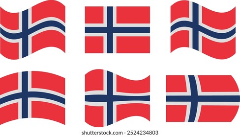 Conjunto de 6 bandeiras da Noruega