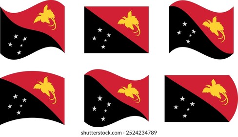 Set of 6 flags of papua new guinea
