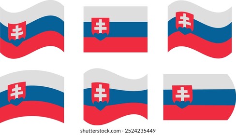 Set of 6 flags of slovakia