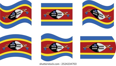 Set of 6 flags of swaziland