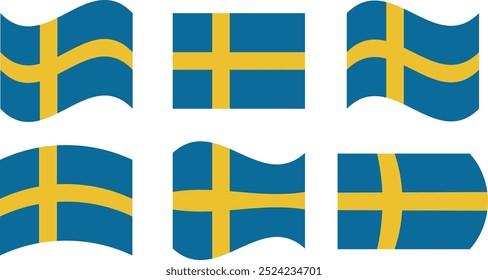 Set of 6 flags of sweden