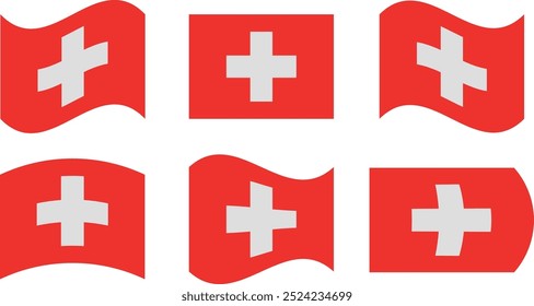 Satz von 6 Flaggen der Schweiz