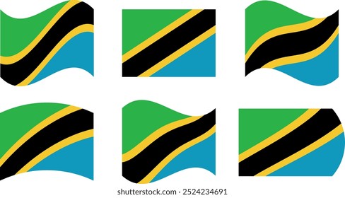 Set of 6 flags of tanzania