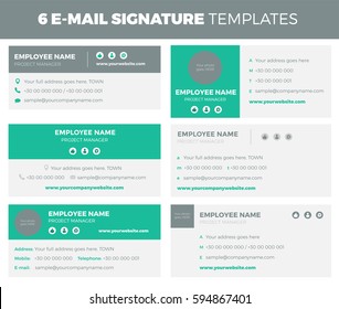 Set of 6 flat and modern e-mail signature templates - volume 2