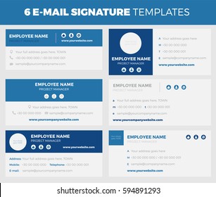 Conjunto de 6 plantillas de firma de correo electrónico sencillas y modernas