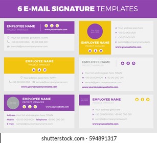 Conjunto de 6 modelos simples e modernos de assinatura de e-mail