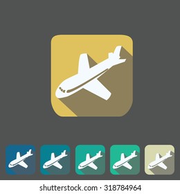 Set of 6 flat plane icons on colorful backgrounds