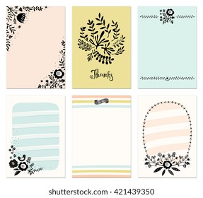 Set of 6 floral cards. 