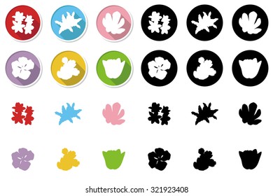 Set of 6 flower flat icons.