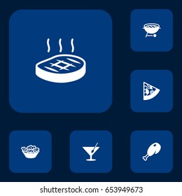 Set Of 6 Food Icons Set.Collection Of Pepperoni, Lettuce, Martini And Other Elements.