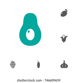 Set Of 6 Food Icons Set.Collection Of Zucchini, Onion, Razz And Other Elements.