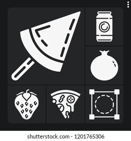Set of 6 fresh filled icons such as pizza, crop, strawberry, popsicle, pomegranate