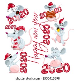 Set of 6 fun and funny rats 2020 characters