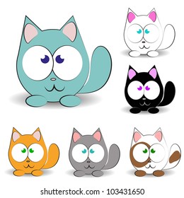 Set of 6 funny cats