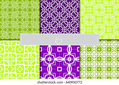 set of 6 geometric decorative seamless pattern. vector illustration. for interior design, wallpaper, textiles