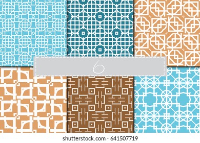 set of 6 geometric decorative seamless pattern. vector illustration. for interior design, wallpaper, textiles