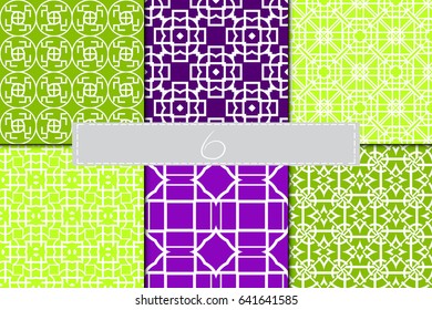 set of 6 geometric decorative seamless pattern. vector illustration. for interior design, wallpaper, textiles