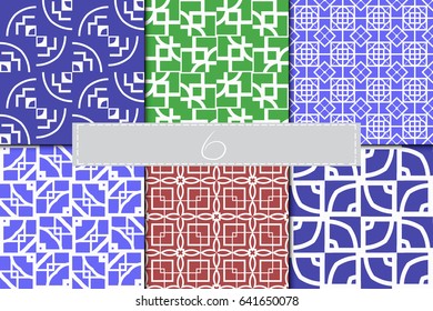 set of 6 geometric decorative seamless pattern. vector illustration. for interior design, wallpaper, textiles