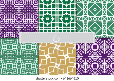 set of 6 geometric decorative seamless pattern. vector illustration. for interior design, wallpaper, textiles