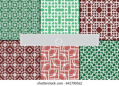 set of 6 geometric decorative seamless pattern. vector illustration. for interior design, wallpaper, textiles