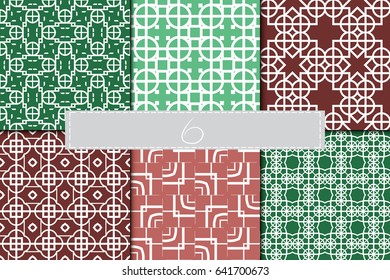 set of 6 geometric decorative seamless pattern. vector illustration. for interior design, wallpaper, textiles