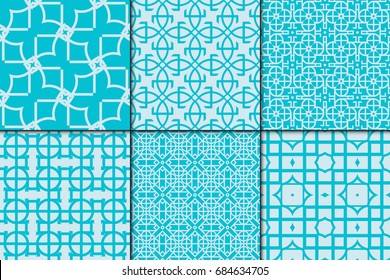 set of 6 geometric seamless pattern. vector illustration. modern ornament. design for wallpaper, background, textile