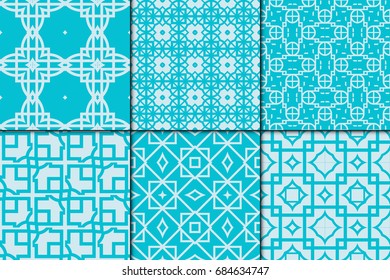 set of 6 geometric seamless pattern. vector illustration. modern ornament. design for wallpaper, background, textile