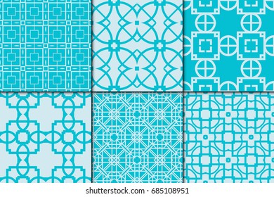 set of 6 geometric seamless pattern. vector illustration. modern ornament. design for wallpaper, background, textile
