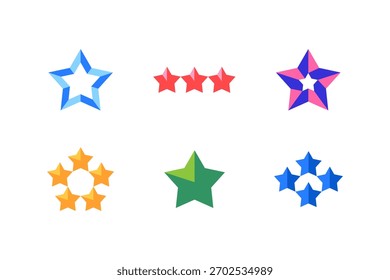 Set of 6 geometric shape. Set of geometric star for New Year's decor. Christmas decor.