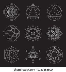 Set of 6 geometrical elements. Sacred Geometry.