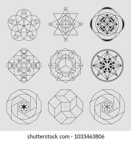 Set of 6 geometrical elements. Sacred Geometry.