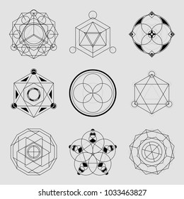 Set of 6 geometrical elements. Sacred Geometry.