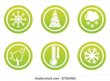 set of 6 green winter signs