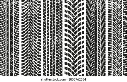 Conjunto de 6 pistas de neumáticos grunge vectorial