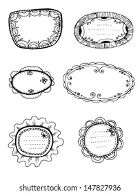 Set of 6 hand - drawn decorative frames